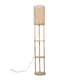 image 1 of ValueLights Elsa Natural Wooden 3 Tier Floor Lamp with Bamboo Shade and Storage Shelves - Bulb Included | Cream
