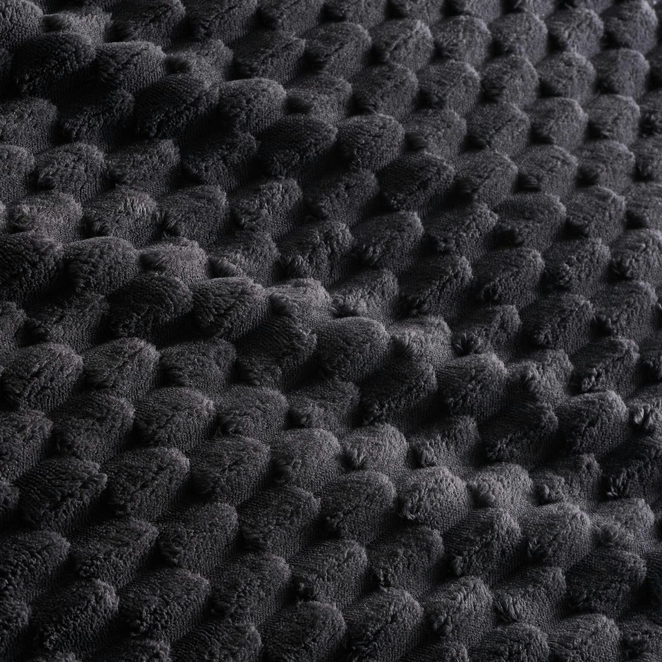 image 1 of OHS Luxury Waffle Textured Fleece Duvet Cover and Pillowcase Bedding Set Grey | Grey | Charcoal | Single