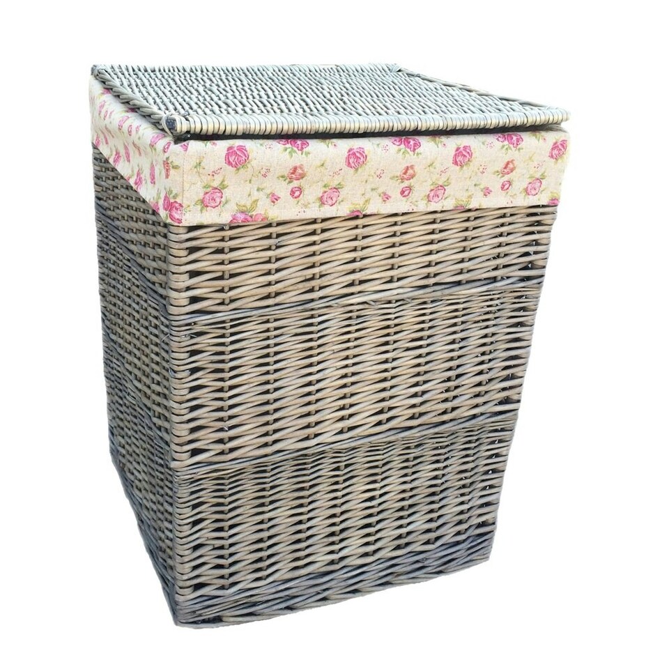 image 1 of Small Square Laundry Basket With Garden Rose Lining | Multi | Garden Rose