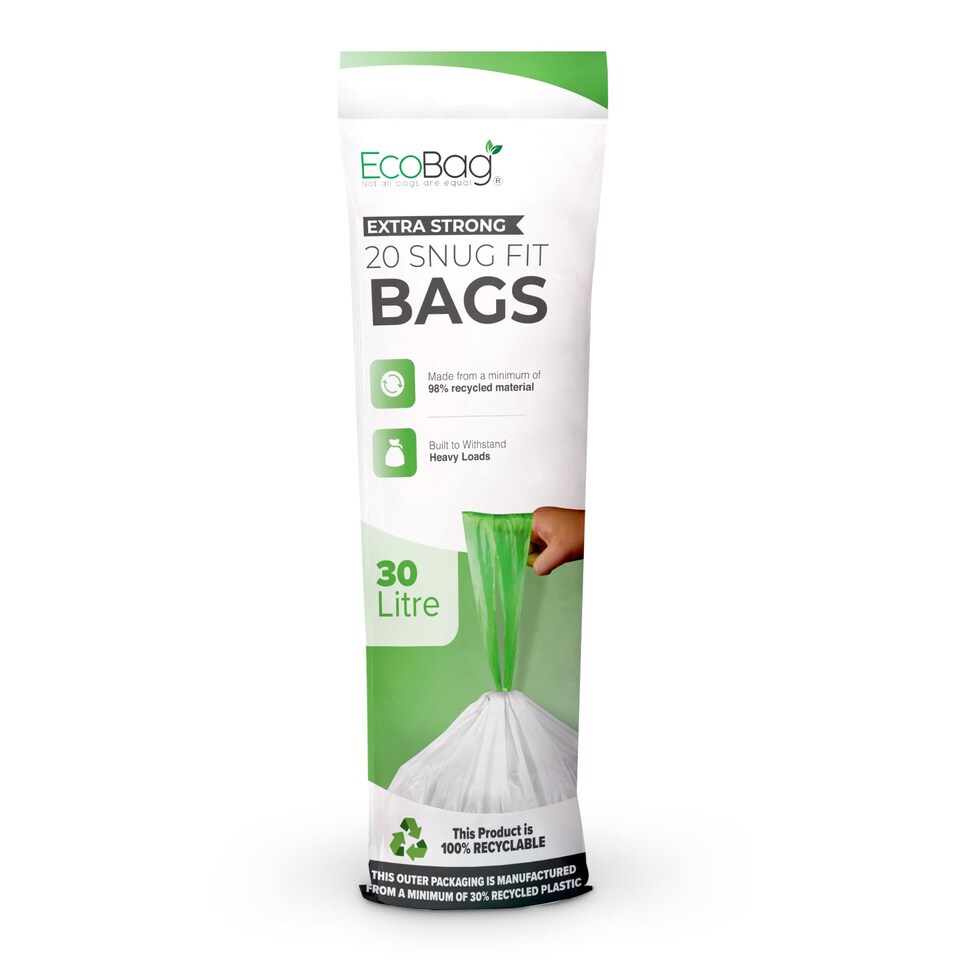 image 1 of Ecobag Extra Strong White Drawstring Kitchen Bin Liners Tear Resistant
