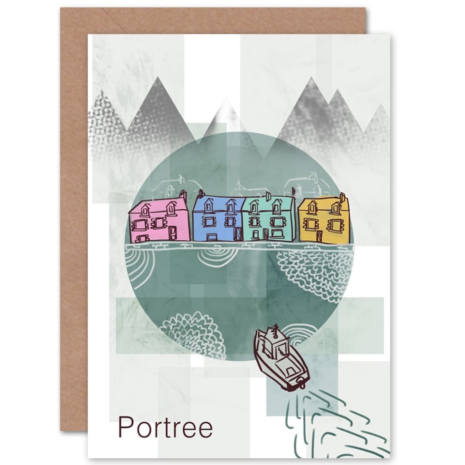image 1 of Portree Isle Skye Scotland Graphic Design Scottish Scotland Card