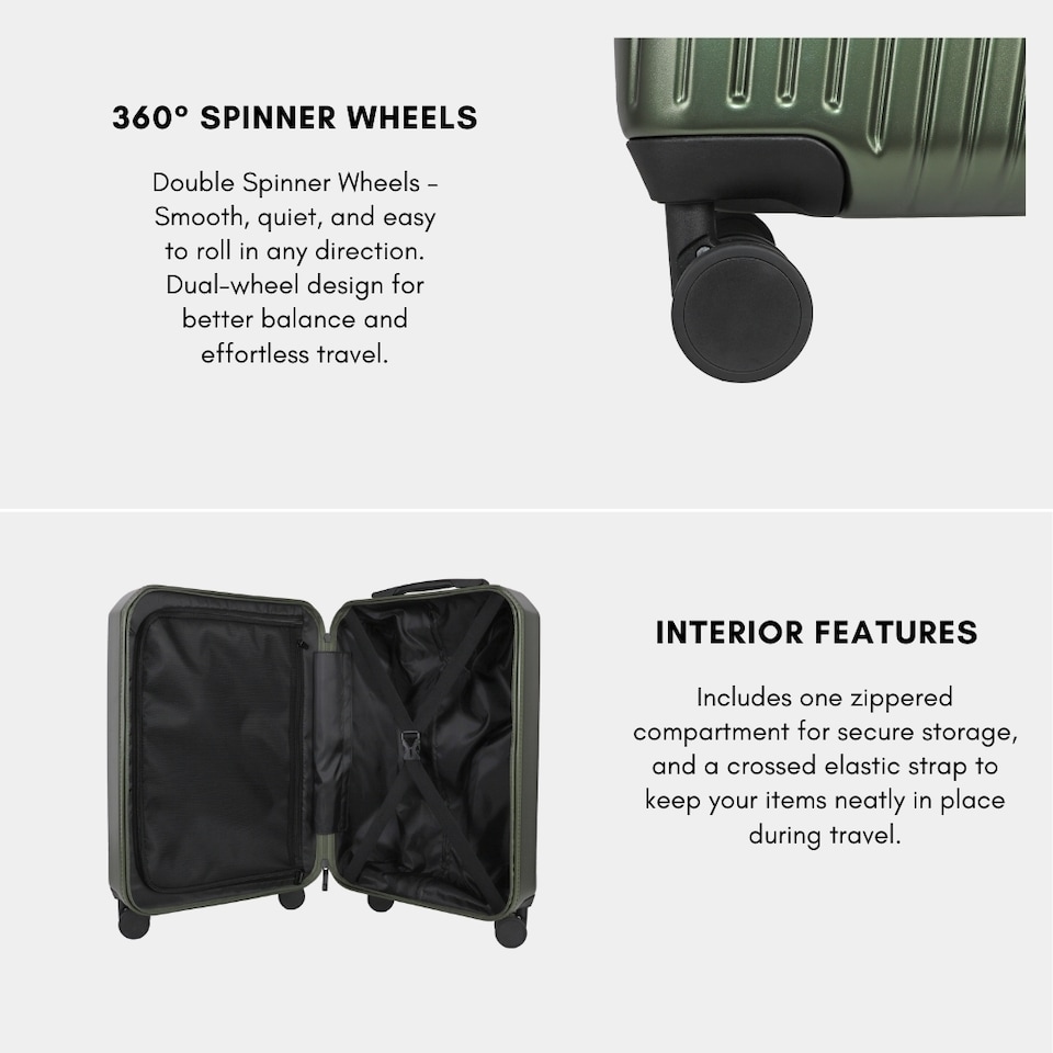 image 1 of Cabin Suitcase Small 20’ Inch Hard Shell Hand Luggage - Lightweight, Durable with Built-in Cupholder, TSA Lock, Dual Spinner Wheels