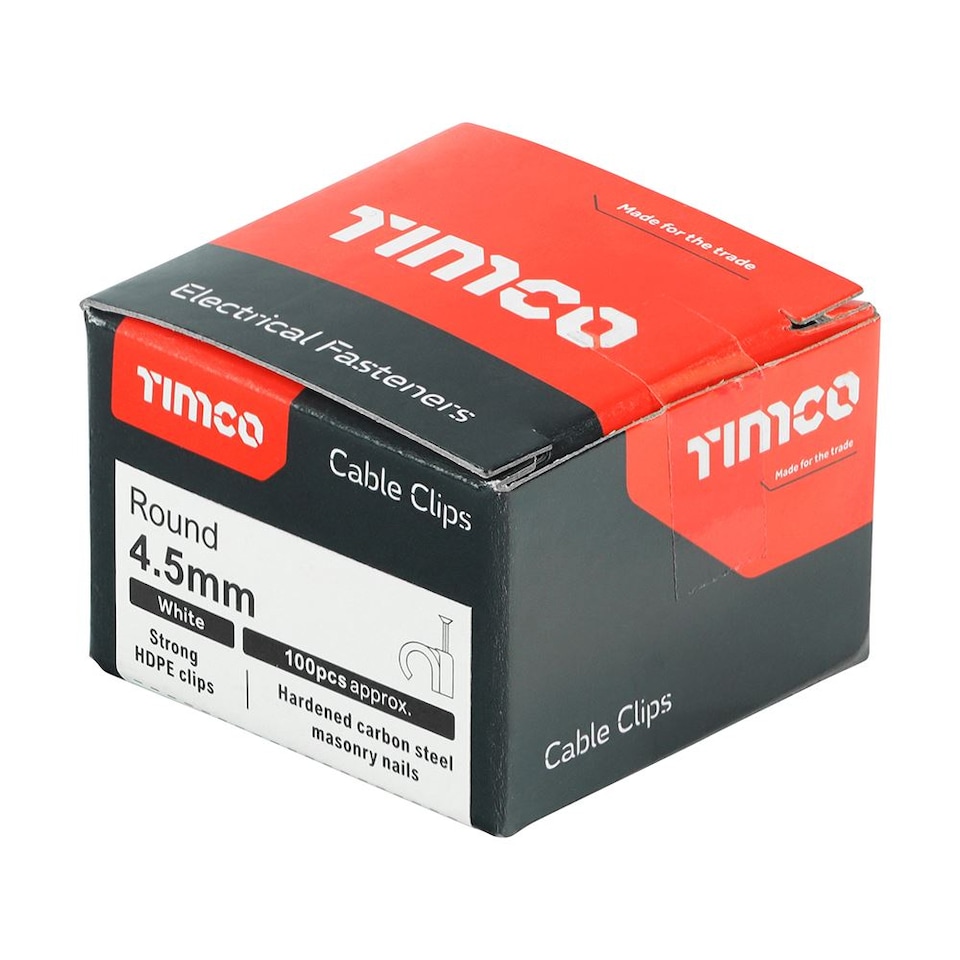 image 1 of Timco - Round Cable Clips - White (Size To fit 4.5mm - 100 Pieces)