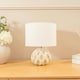 image 3 of ValueLights Luca Pair of Natural Textured Ceramic Table Lamps with a Cream Fabric Lampshade Bedside Light