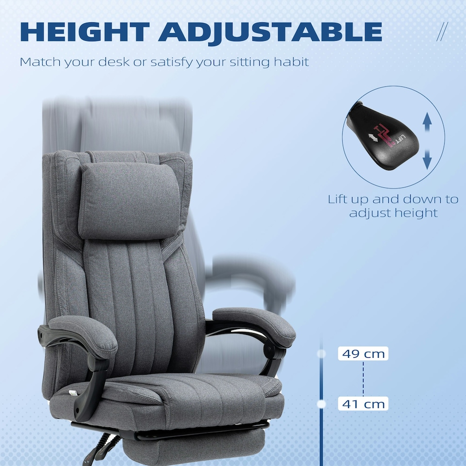 image 1 of HOMCOM Executive Office Chair Reclining Office Chair with Headrest Dark Grey