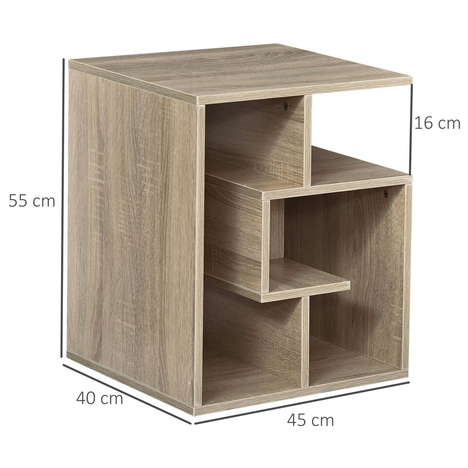image 1 of HOMCOM 3-Tier Side End Table Open Shelves Storage Magazine Desk Yellow