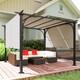 image 9 of Outsunny 3 x 3m Garden Pergola, Outdoor Pergola Gazebo with Adjustable Canopy, Sun Shade Patio Canopy Shelter, Beige