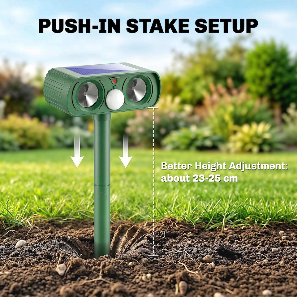 image 1 of Outsunny Cat Repellent for Gardens, Solar Ultrasonic PIR Fox Cat Deterrent | Green | Green | 14 x 9.2 x 37 cm