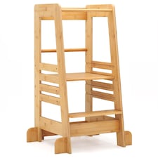 COSTWAY Toddlers Step Stool Montessori Kitchen Step Stool-Natural