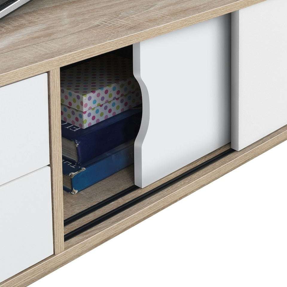 image 1 of Alford 2 Door & 2 Drawer TV Unit White & Oak