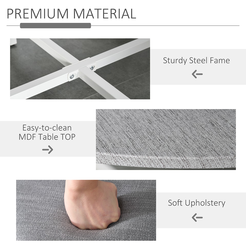 image 1 of HOMCOM Modern Round Dining Table Set with 4 Upholstered Stools for Dining Room, Kitchen, Dinette