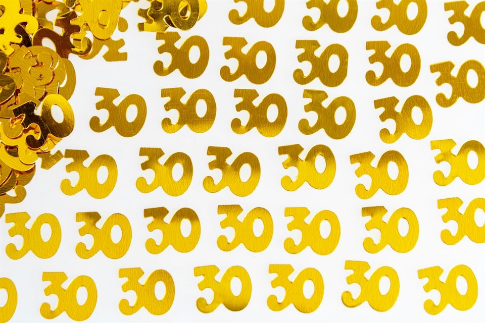 image 1 of 30th Birthday Confetti Gold 2 pack x 14 grams birthday decoration Foil Metallic 2 pack
