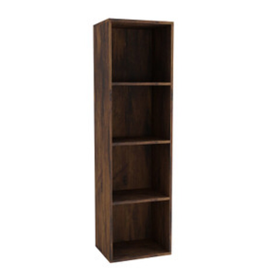 image 1 of Wooden Bookcase Shelving Display Storage Shelf Unit Wood Shelves | Multi | Rustic Brown - 4 Shelf | 1