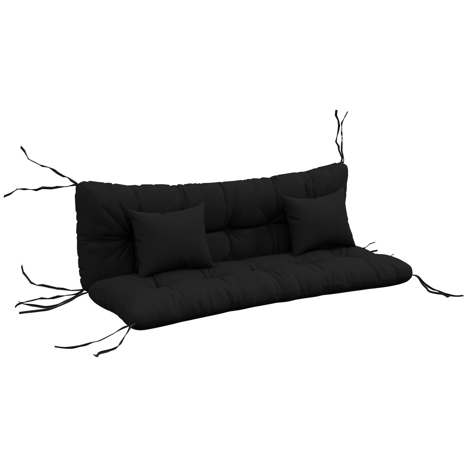 image 1 of Outsunny Outdoor Seat Cushions Back Cushion with 2 Pillows, Water Repellent Seat Pads for 3-Seater Chair, Swing, Sofa