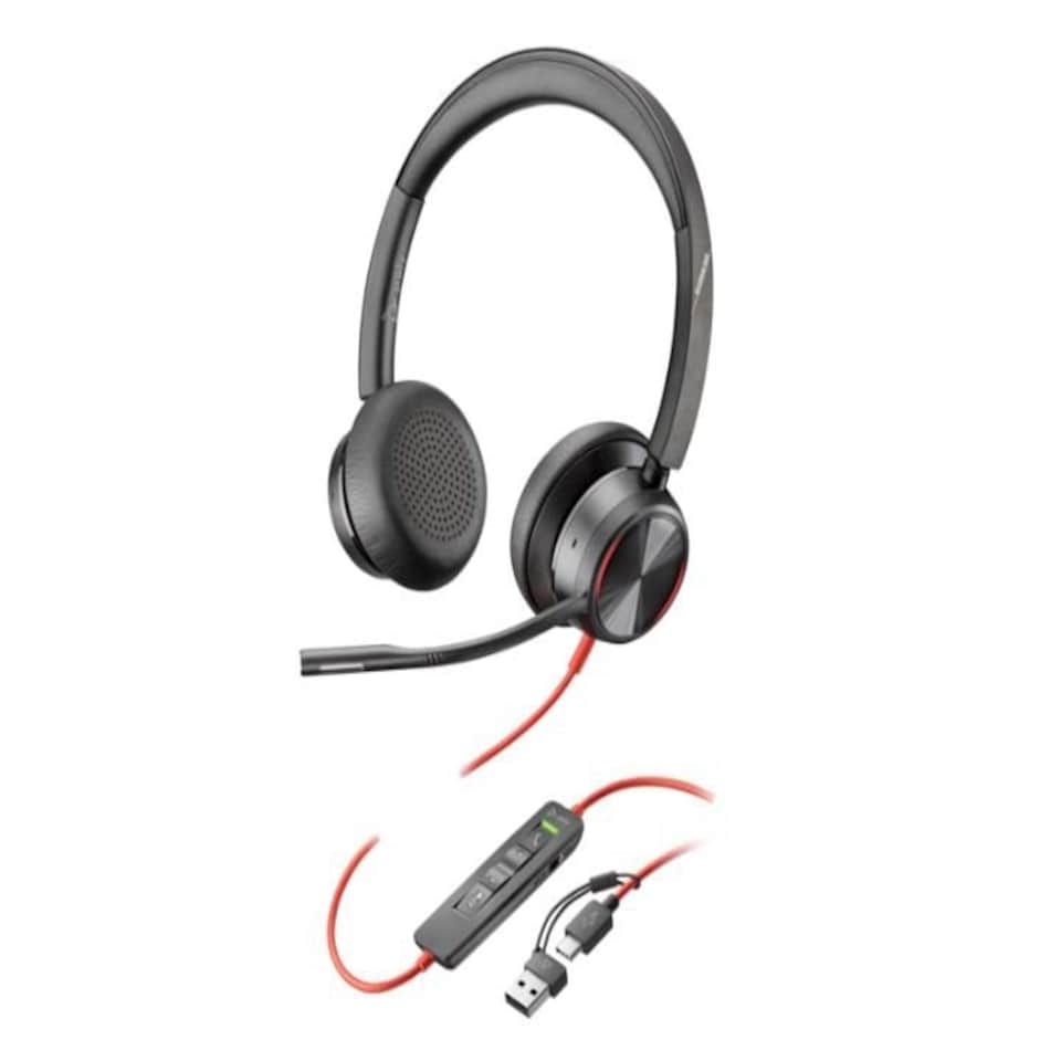 HP Poly Blackwire 8225 Stereo USB-C Headset +USB-C to USB-A Adapter N/A
