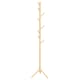 image 1 of HOMCOM Coat Rack Bamboo Coat Stand with 8 Hooks for Handbags, Natural