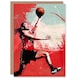 image 1 of Sport Basketball Women Player Jump Bold Red Birthday Card