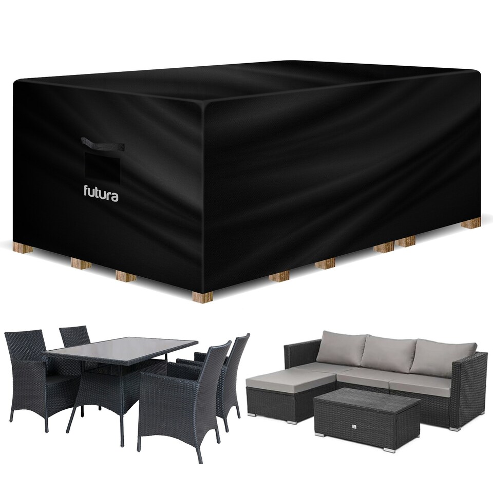 image 1 of Futura Rectangular 200x160x70cm Waterproof Garden Furniture Cover 420D Black
