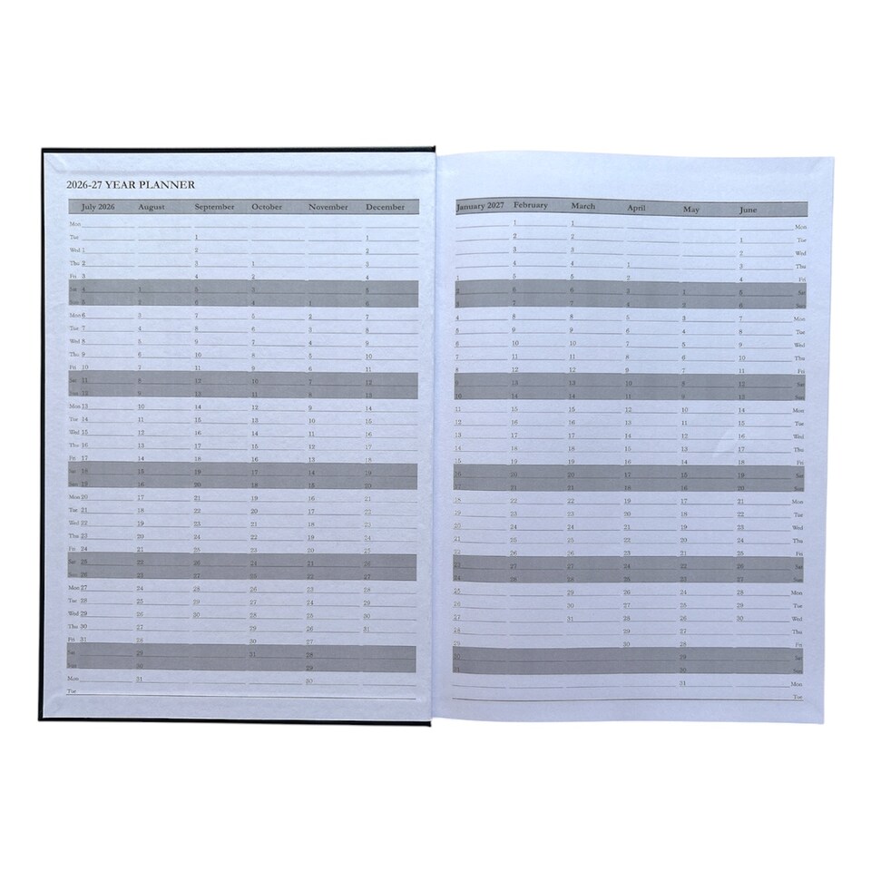 image 1 of Janrax 2026-2027 A4 Day Per Page Black Academic Diary