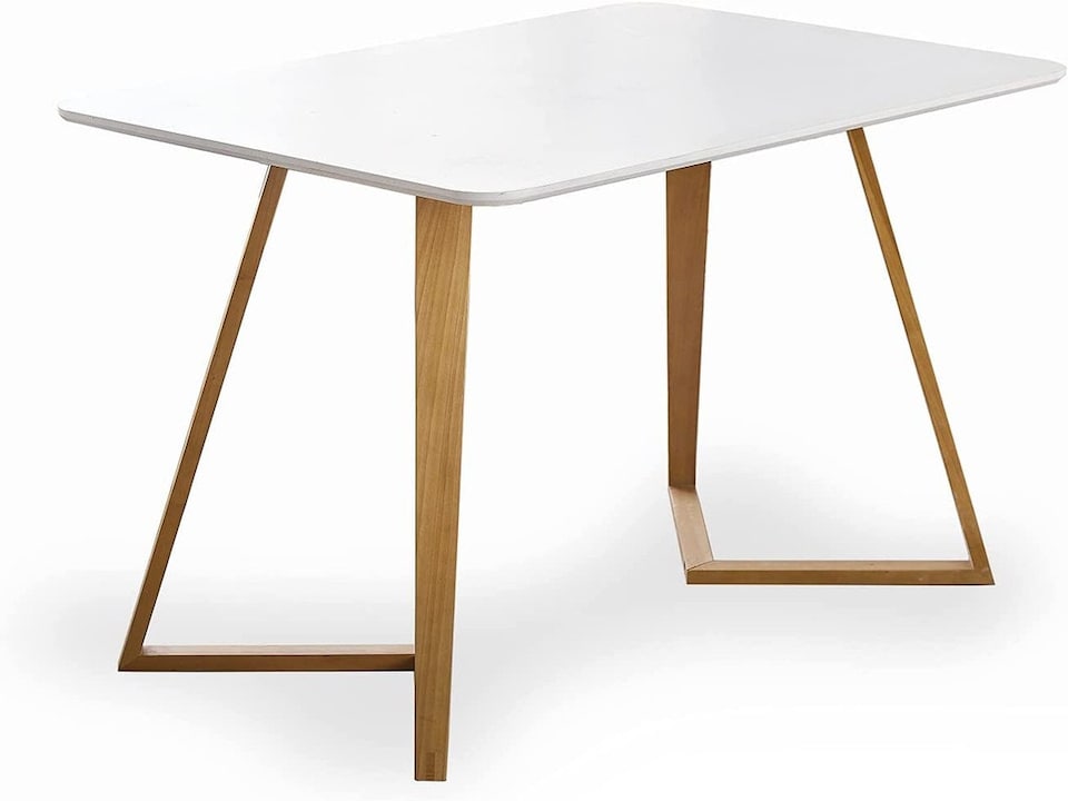 image 1 of Dallas Scandinavian Rectangular Dining Table, Modern Kitchen Table, Solid wood Dining Room Table | White