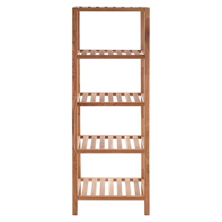 Arla 5 Tier Walnut Wood Bathroom Shelf Unit Cream