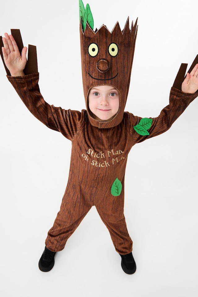 image 1 of Officially Licensed Stickman Unisex Kids Full Suit Costume - World Book Day, Dress-Up, and Role Play - Ages 3-8 | Brown | Brown | 6-8 years