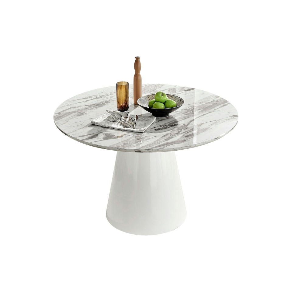 image 1 of Furniturebox Palma White Marble Effect Round Dining Table