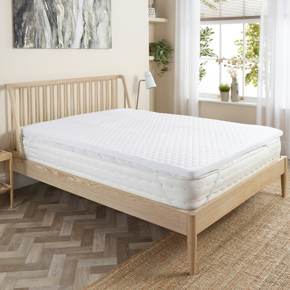 image 1 of Slumberdown Airstream Mattress Topper, Medium/Firm Support, Double | White | Double | 1