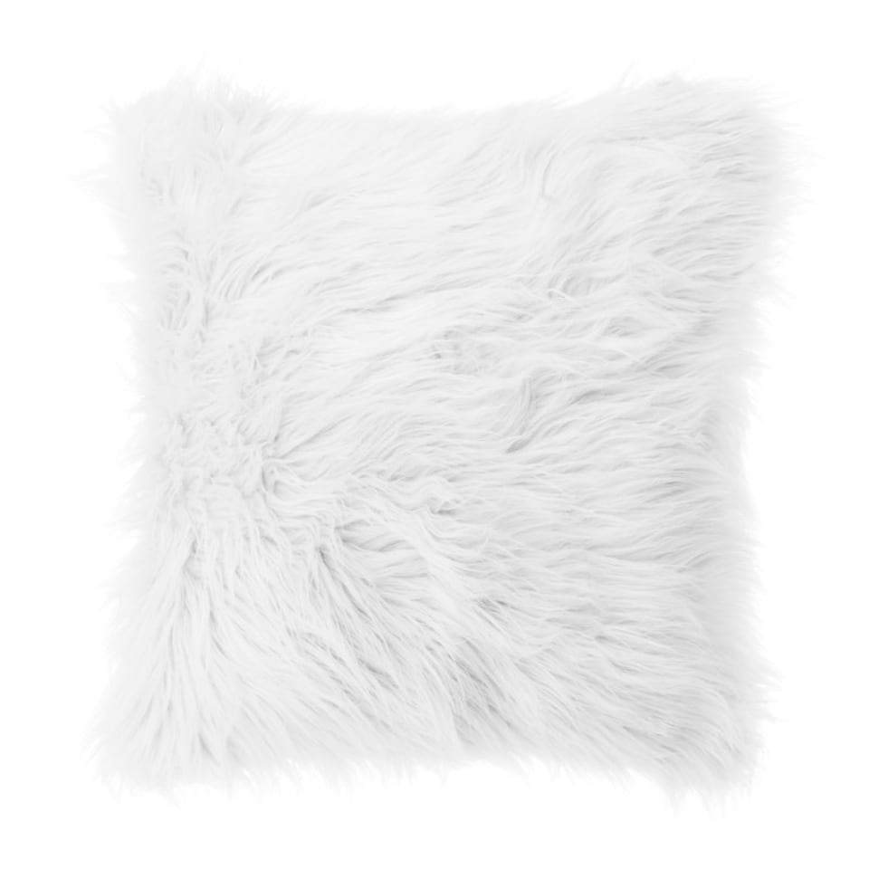 image 1 of Living and Home Square Fluffy Faux Fur Throw Pillow Cover, White, 45cm L x 45cm W