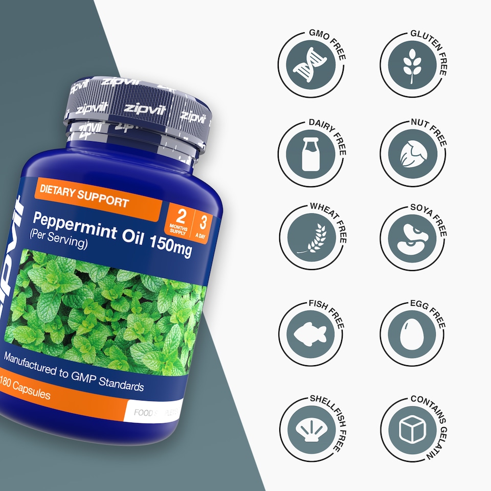 image 1 of Zipvit Peppermint Oil 150mg, High Purity Peppermint Extract, 180 Softgels, 2-Month Supply