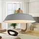 image 5 of Set of 2 Jakob - Grey Metal and Wood Easy Fit Pendant Shades Grey | Brown