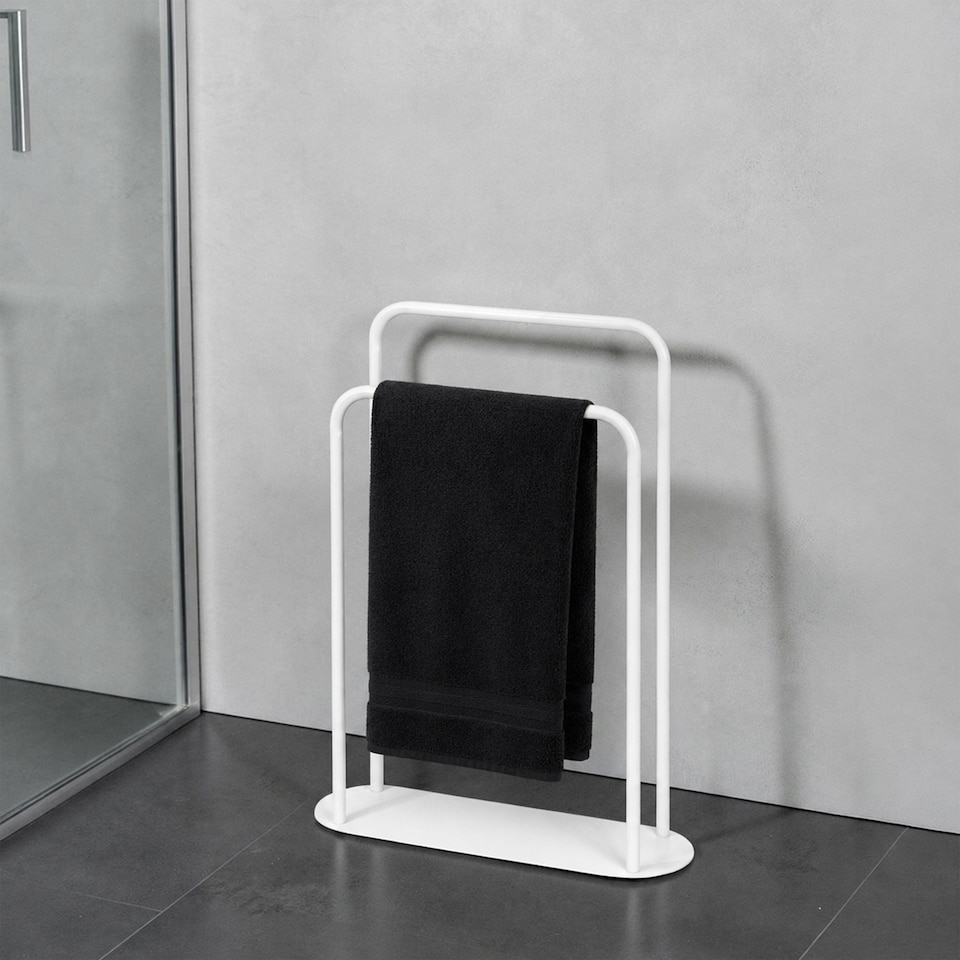 image 1 of Showerdrape Aspen Freestanding White Towel Storage Stand | White | 1