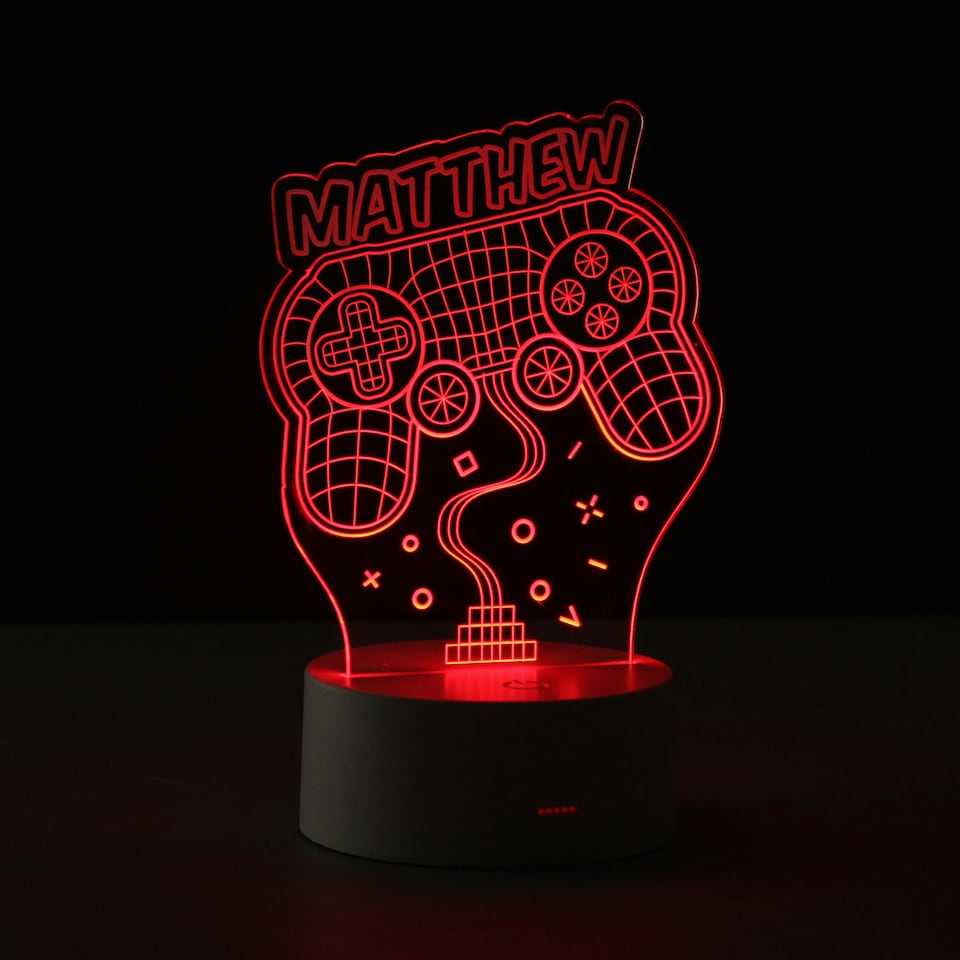 image 1 of Personalised Name Gaming LED Colour Changing Night Light