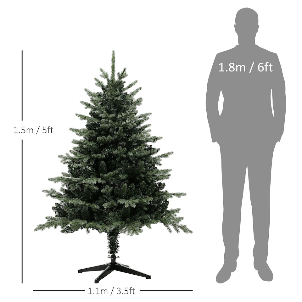 image 1 of HOMCOM 5ft Artificial Spurce Christmas Tree with 1121 Branches