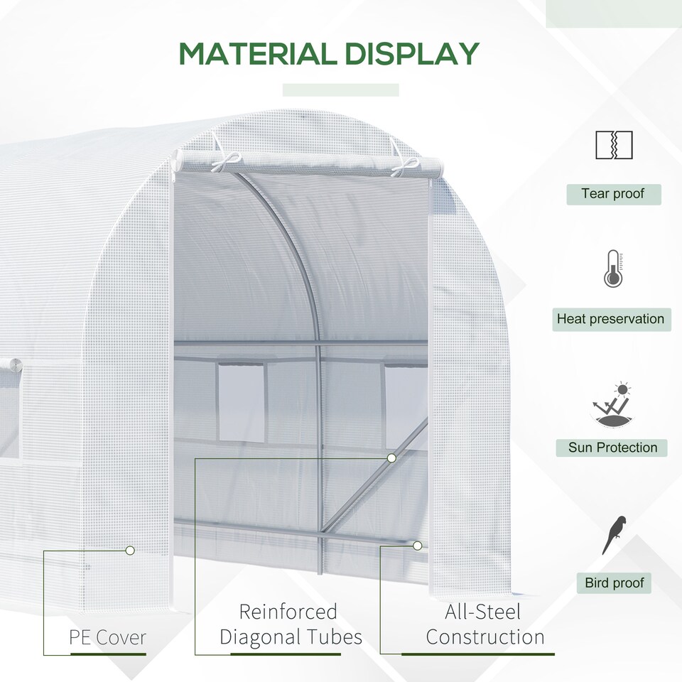 image 1 of Outsunny 4.5 x 2M Walk-in Polytunnel Greenhouse for Garden, Galvanised Steel