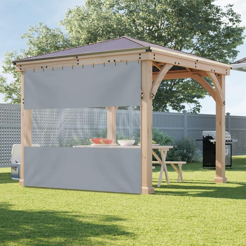 image 1 of Covers&All Outdoor Clear Panel Curtain, Outdoor Curtains for Patio, Waterproof & Weather Resistant Tarp, 8 ft H x 10 ft W, Grey