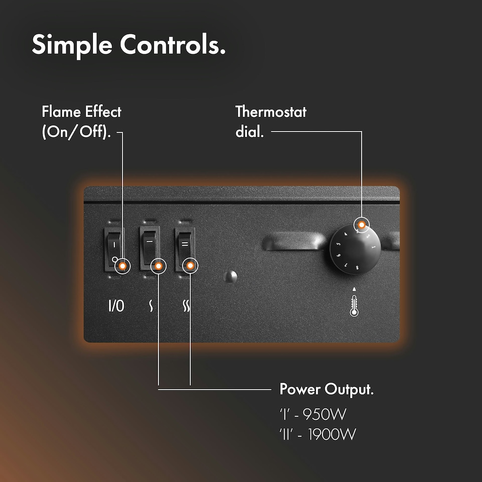 image 1 of VonHaus Electric Stove Heater 1900W Black