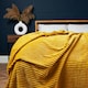 image 2 of BHS Luxury Ribbon Velvet Throw | Yellow | Ochre | 1