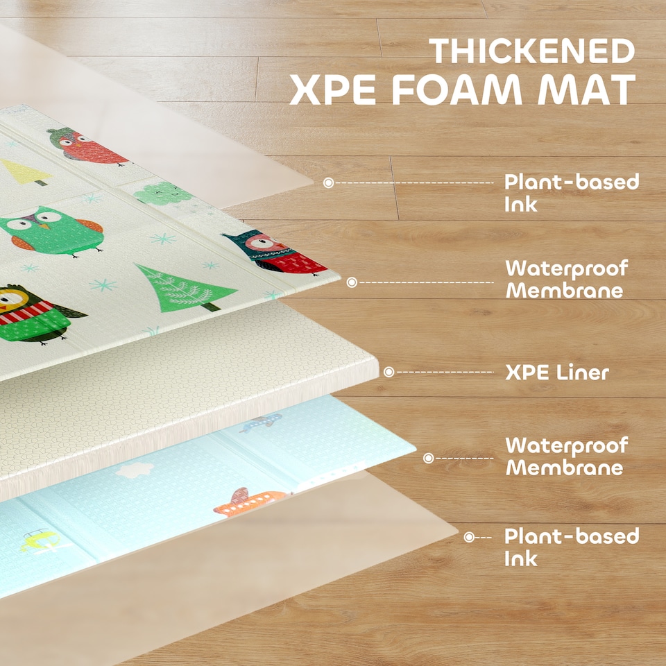 image 1 of AIYAPLAY Baby Play Mat Double-Sided, Kids Floor Mat, Car Track and Owl Theme