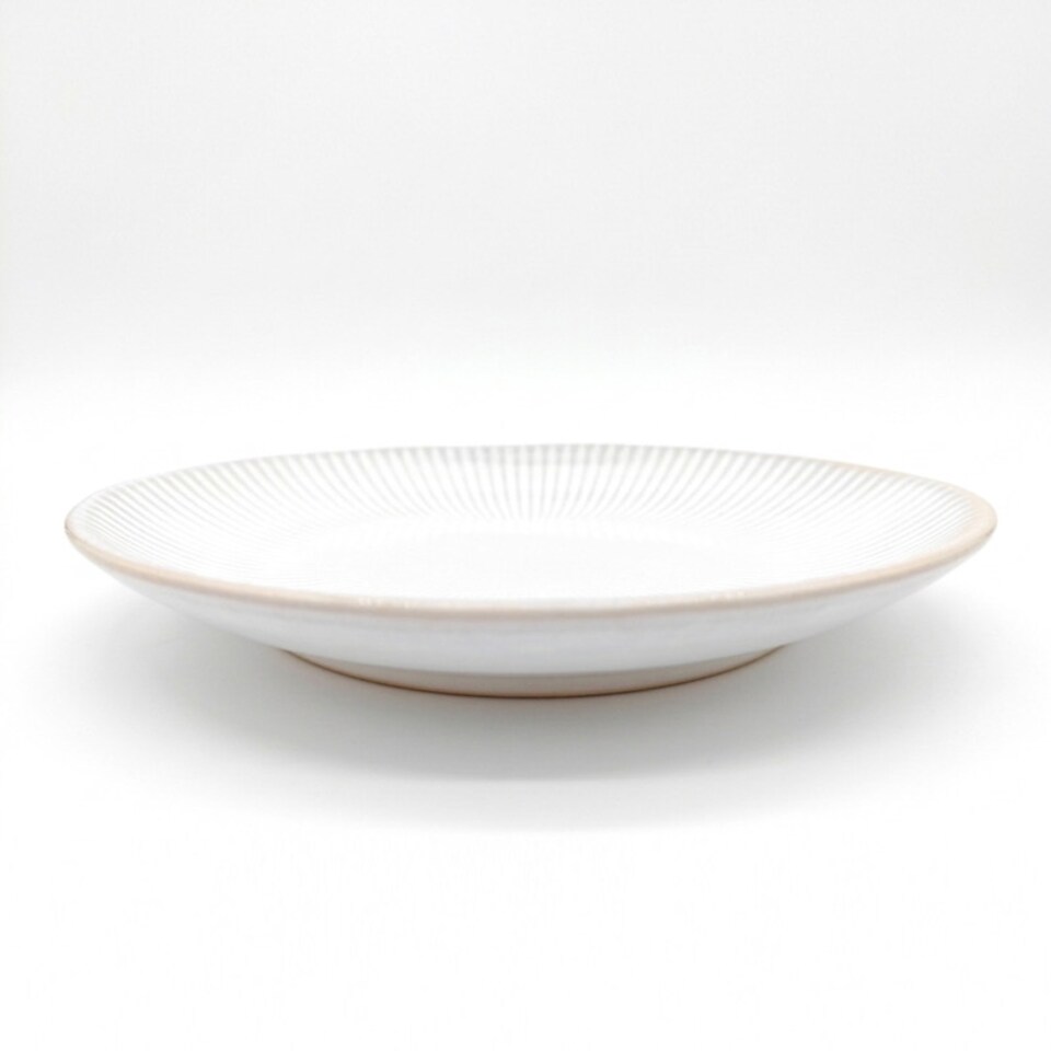 image 1 of Reactive Cream Glaze Dinnerware Dinner Plate 6pc Set 26cm