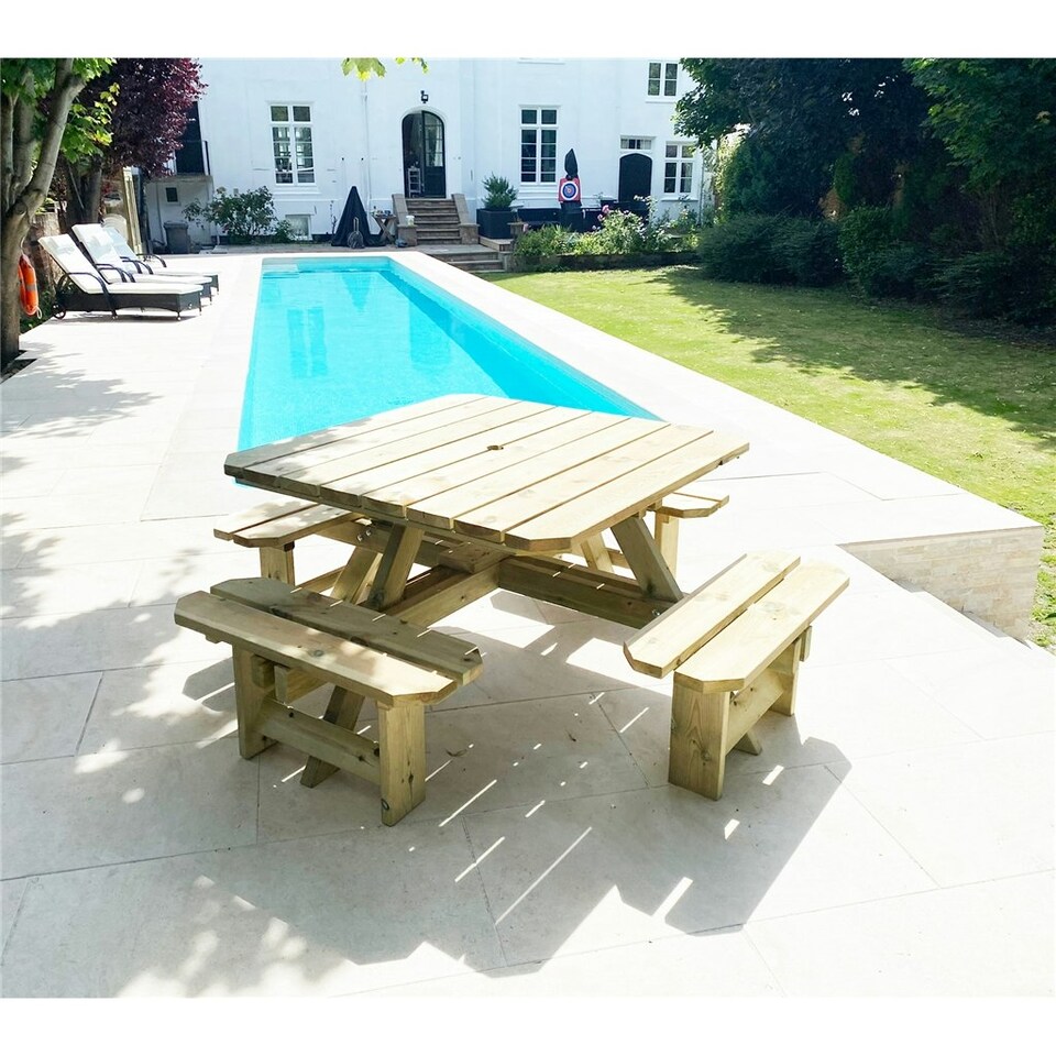 image 1 of Deluxe Heavy Duty Square Picnic Table - 8 Seater