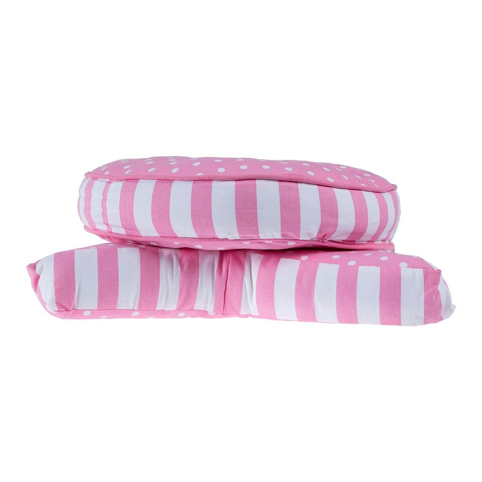 image 1 of Homescapes Pink Polka Dots Star Floor Cushion Pink