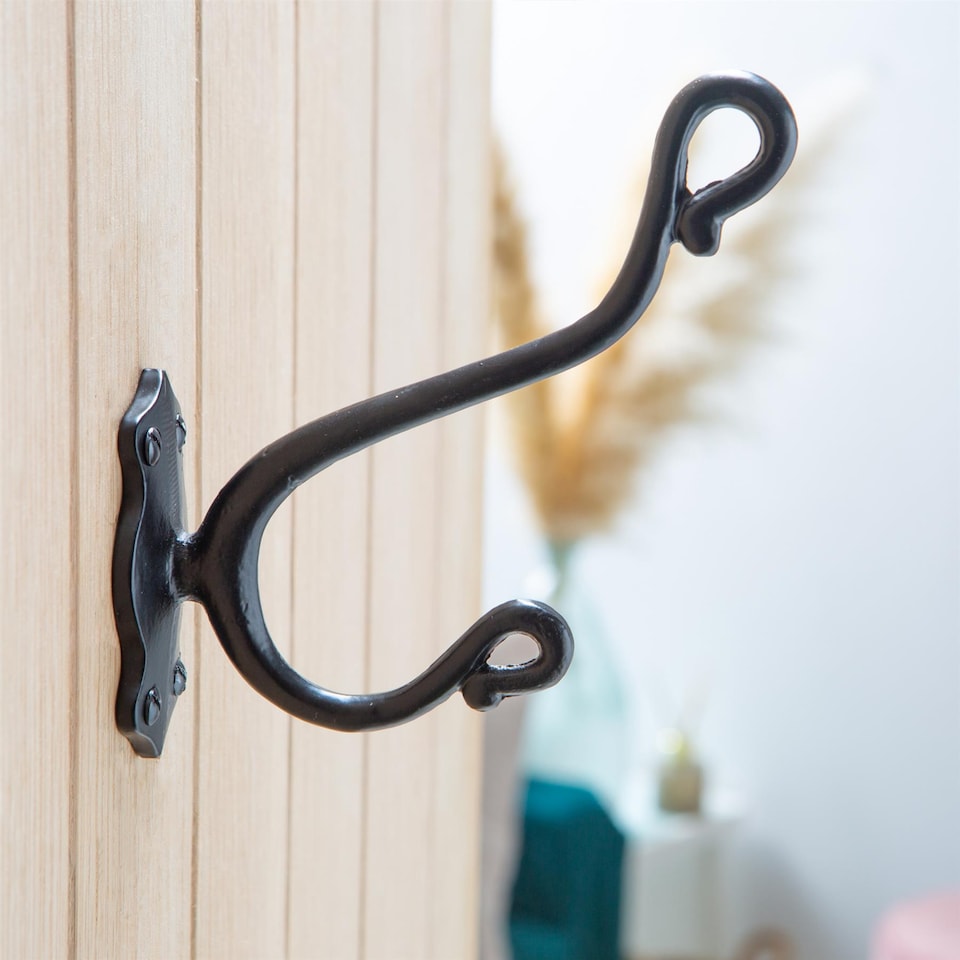 image 1 of Hammer & Tongs Curly Hat & Coat Hook - W40mm x H140mm - Black