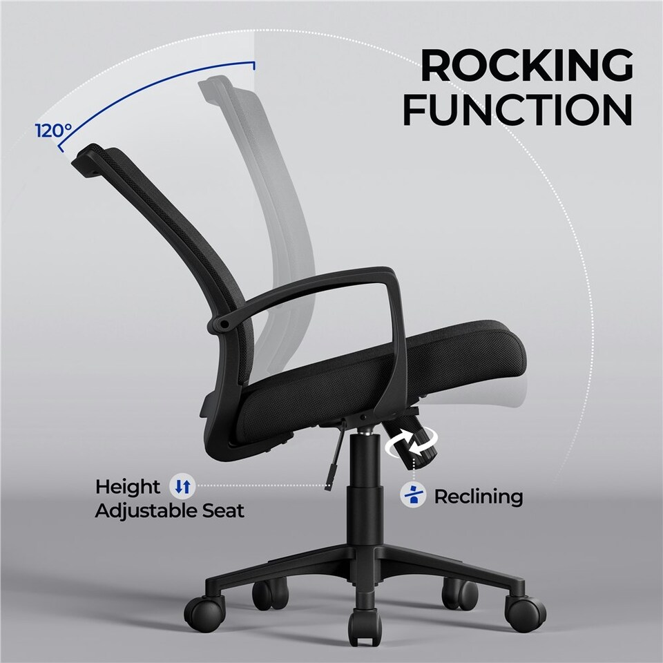 image 1 of Yaheetech Ergonomic Mesh Office Chair Mid-Back 360° Rolling Casters | Black