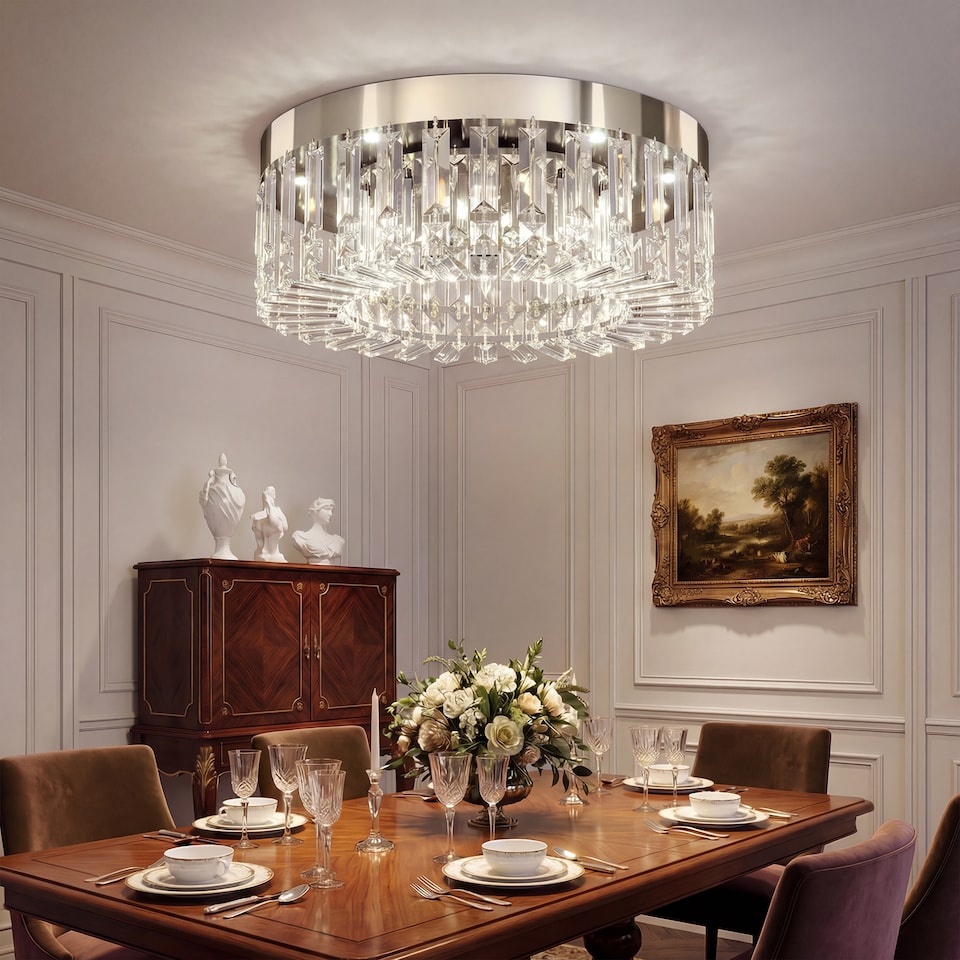 image 1 of HOMCOM Crystal Ceiling Light with 160 Crystal Pendants