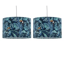 First Choice Lighting Set of 2 Toucan Velvet Toucan Design 30cm Pendant or Table Lamp Shades Multi
