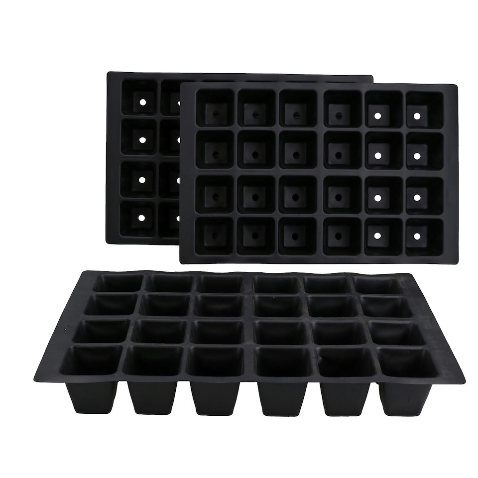 image 1 of 24 Cell Plant Trays Bedding Plant Pack Plastic Inserts Seed Tray Pots- 18 Trays Black
