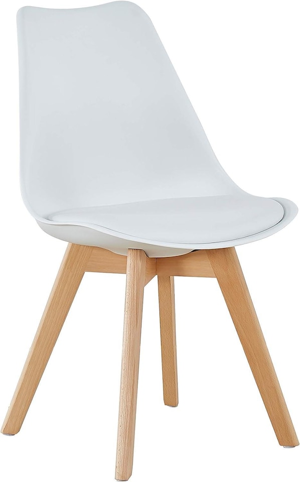 image 1 of Dining Table Set Oak Effect Table With 4 White Plastic Chairs Dining Room Furniture | White | One Size | 5