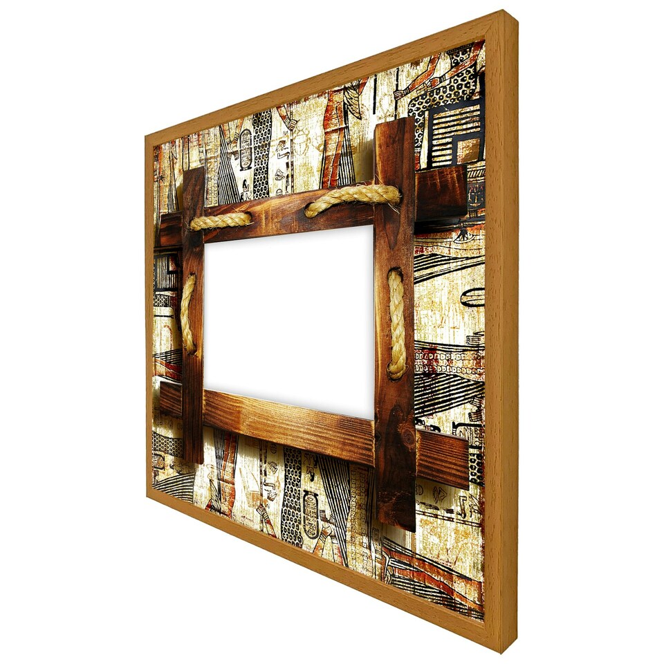 image 1 of Rustic egyptian wooden frame (Picture Frame) Brown | XS