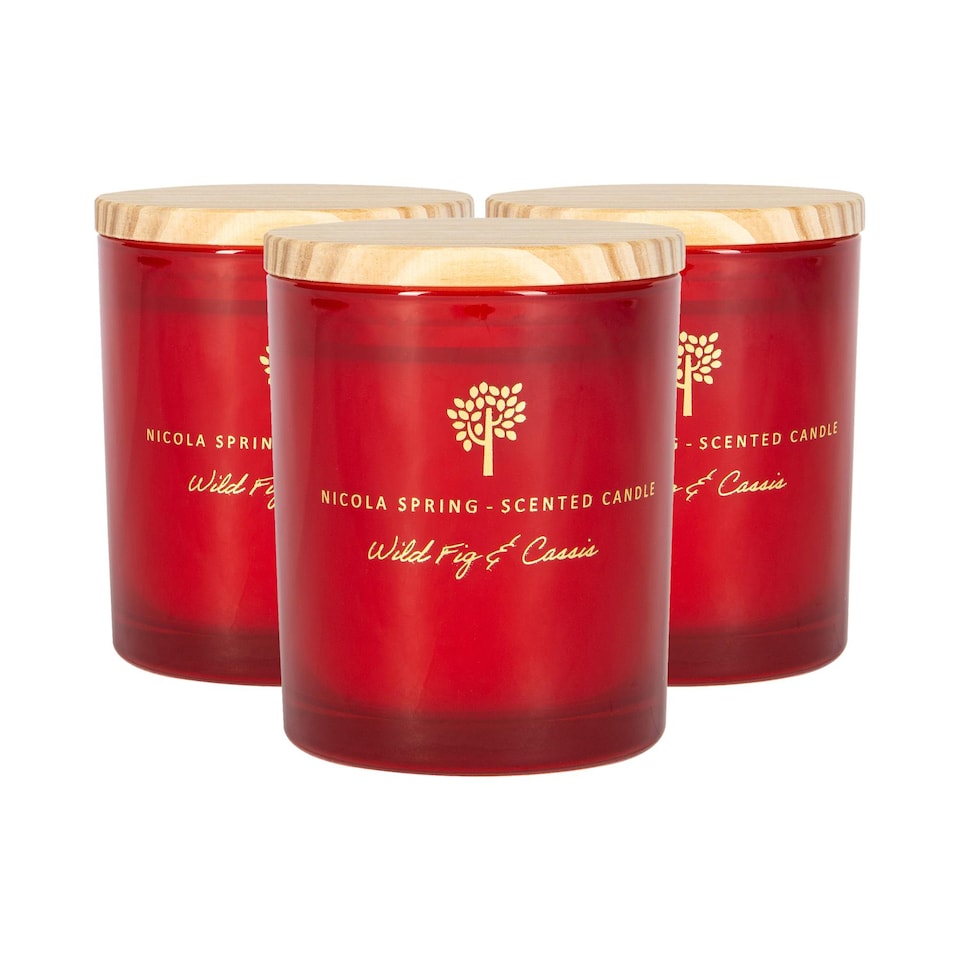 image 1 of Nicola Spring Soy Wax Scented Candles - 130g - Wild Fig & Cassis - Pack of 3 | Red | Red